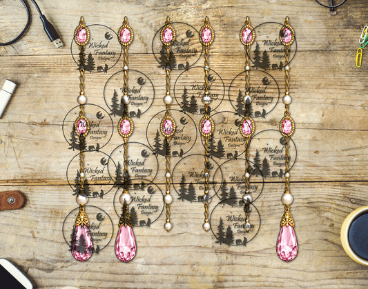 UVDTF Faux Hanging Pearls and Rose Quartz