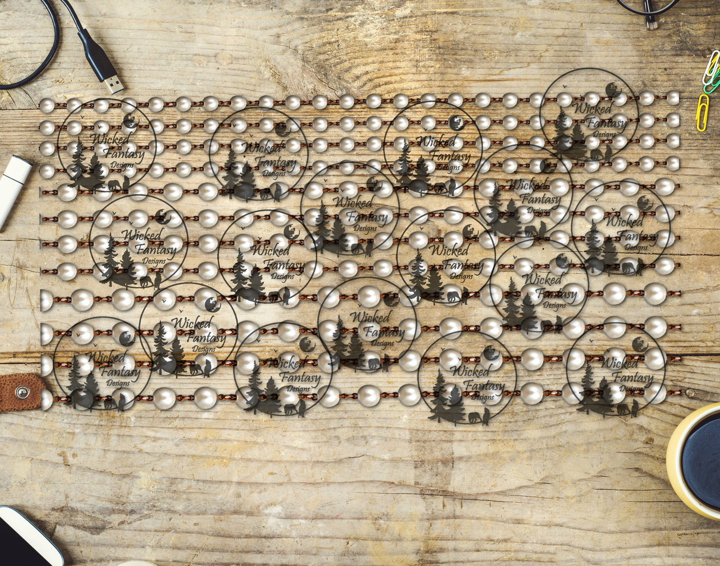 UVDTF Pearl and Copper Chain 6x12" Striping