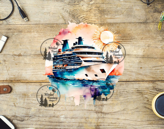 UVDTF Watercolor Cruise Ship