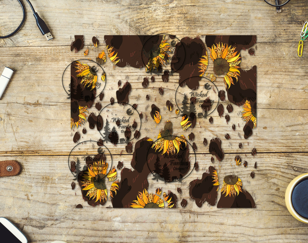UVDTF Cowhide and Sunflowers Wrap 20oz 30oz Element