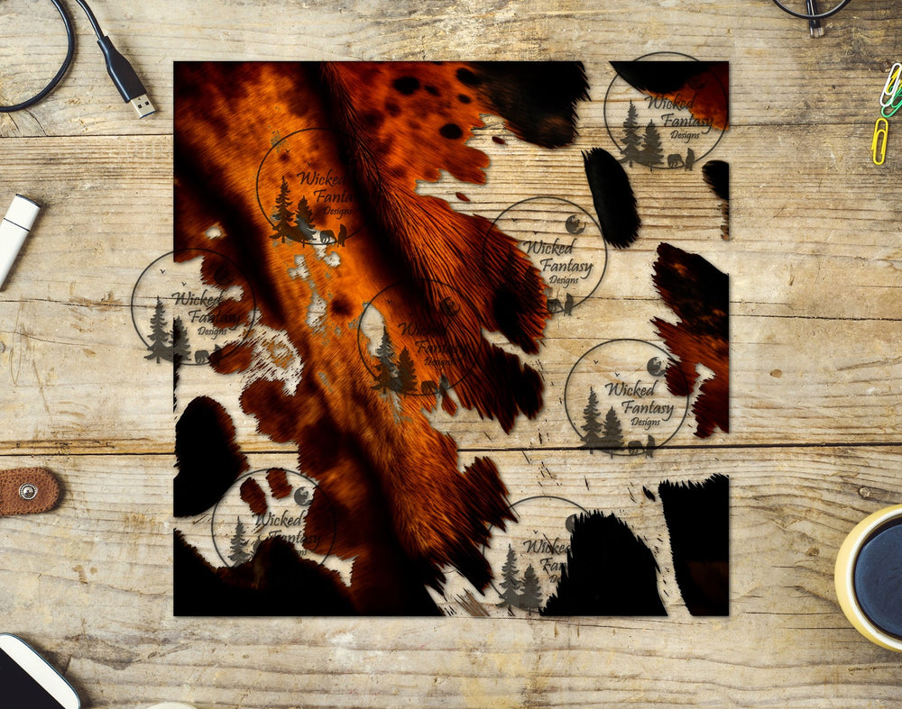 UVDTF Red and Brown Cow Hide 20oz 30oz 10"x10" Element