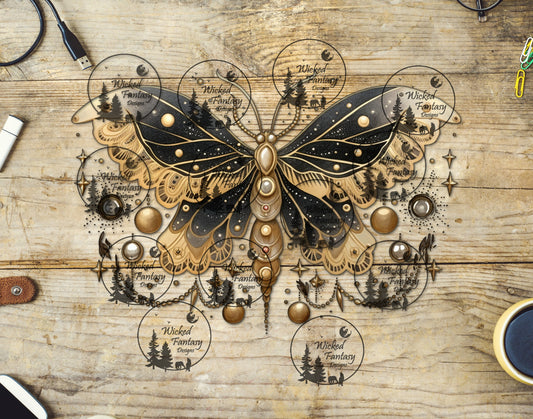 UVDTF Black Golden Moth