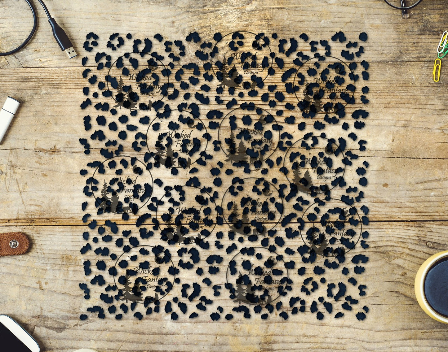 UVDTF Navy Small Fuzzy Leopard Print 10"x10" Element Sheet