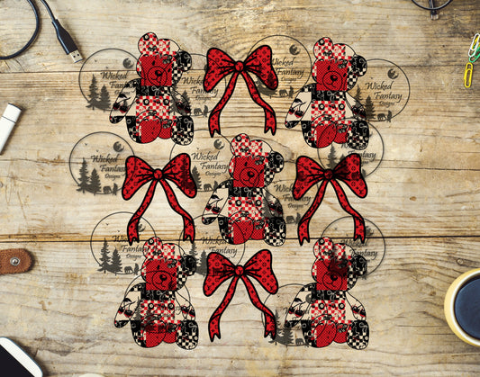 UVDTF Bougie Patchwork Bears and Bows 6x7" Element