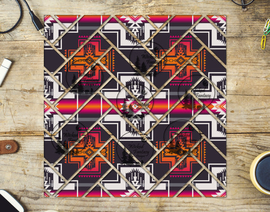 UVDTF Pink Purple and Orange Aztec Herringbone 20oz 30oz 10"x10"