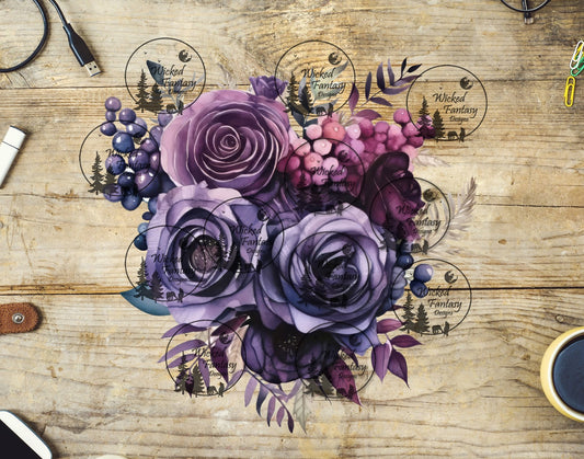 UVDTF Twilight Amethyst Floral Arrangement