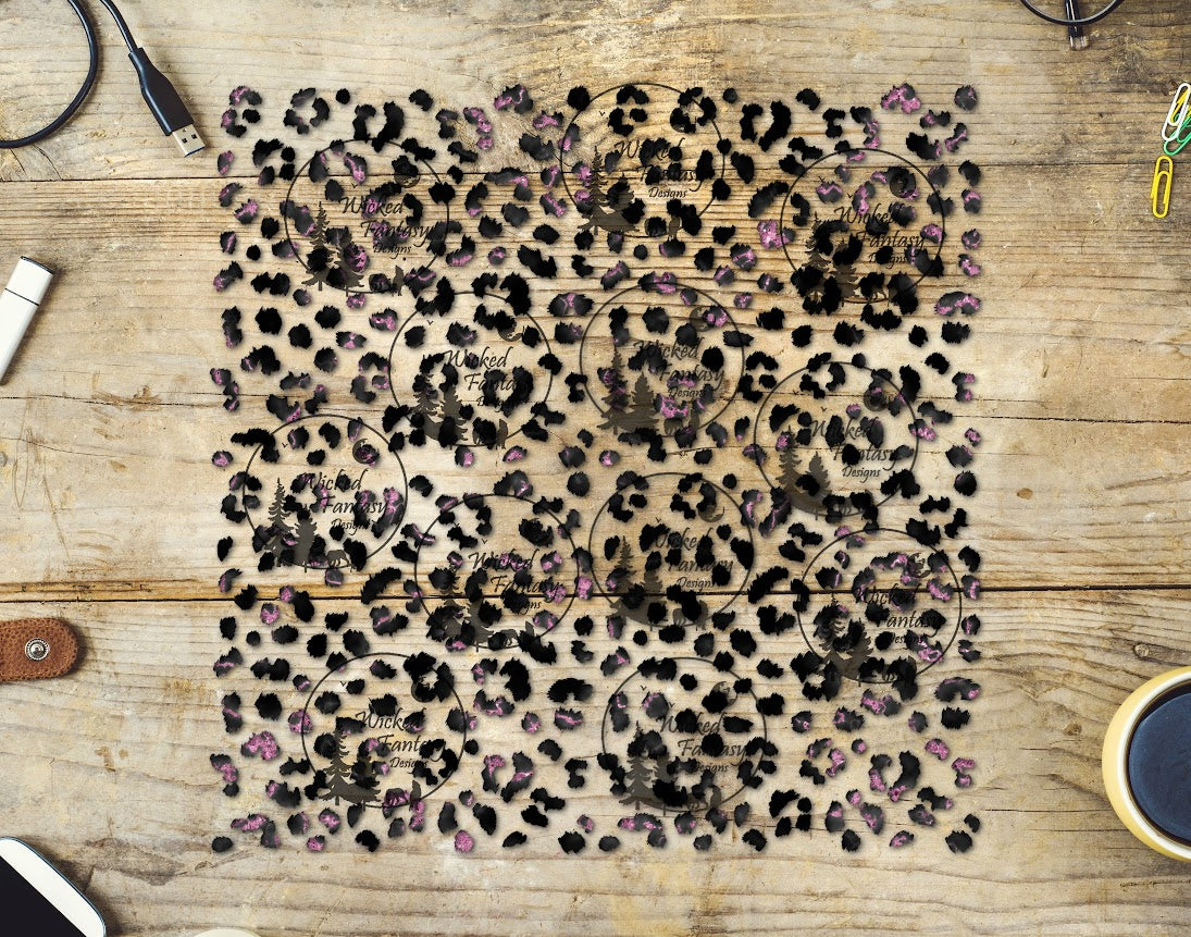 UVDTF Black and Pink Small Fuzzy Leopard Print 10"x10" Element Sheet