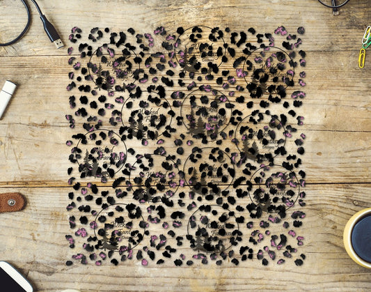 UVDTF Black and Pink Small Fuzzy Leopard Print 10"x10" Element Sheet