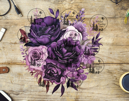 UVDTF Moonlit Violet Floral Arrangement