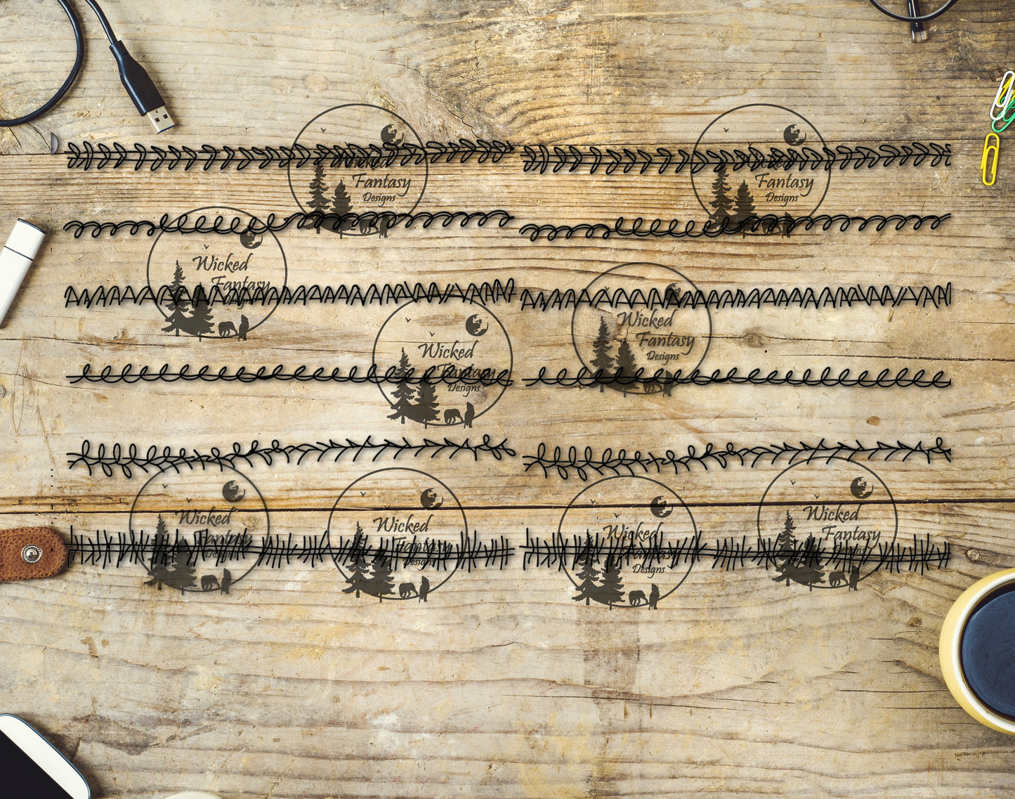 UVDTF Line Art Stitches IX 6x12" Striping element