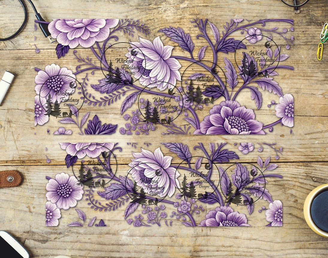 UVDTF Purple Floral 16oz 40oz Tumbler Wrap