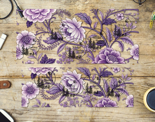 UVDTF Purple Floral 16oz 40oz Tumbler Wrap