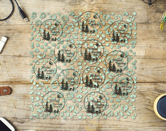 UVDTF Sage Green Small Fuzzy Leopard Print 10"x10" Element Sheet