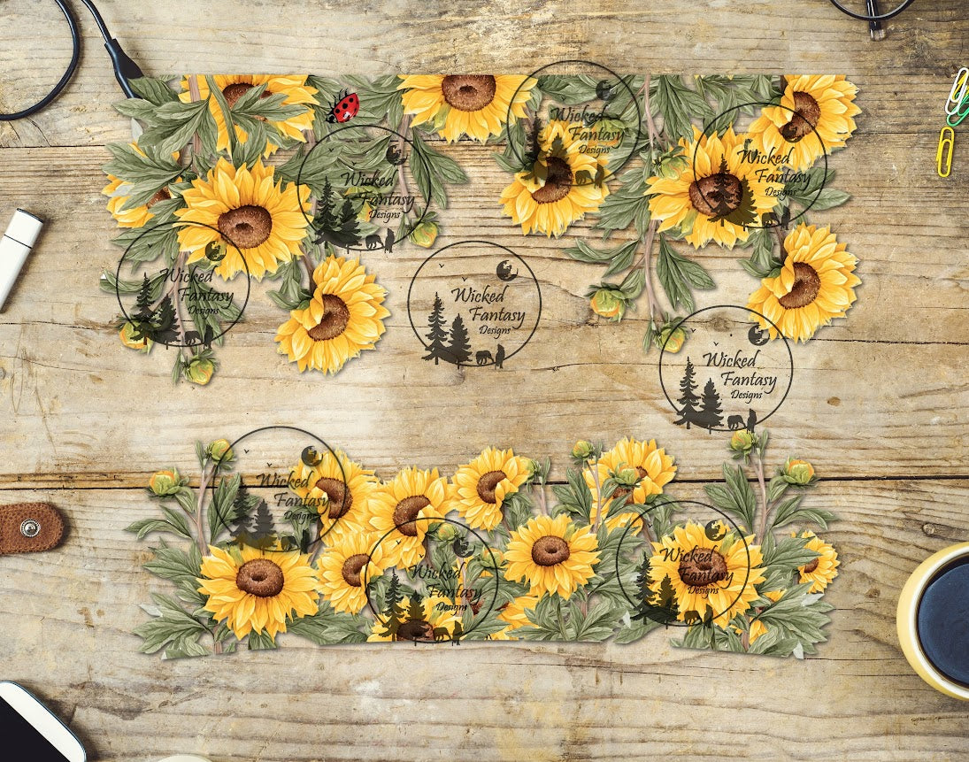 UVDTF Sunflowers and Ladybug 16oz 40oz Tumbler Wrap