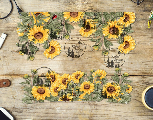 UVDTF Sunflowers and Ladybug 16oz 40oz Tumbler Wrap