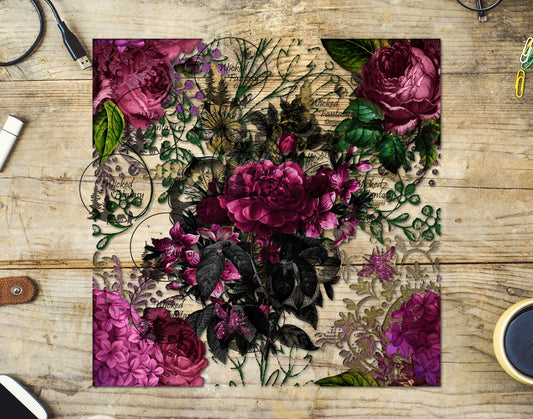 UVDTF Burgundy Black and Gold Floral 20oz 30oz 10"x10"