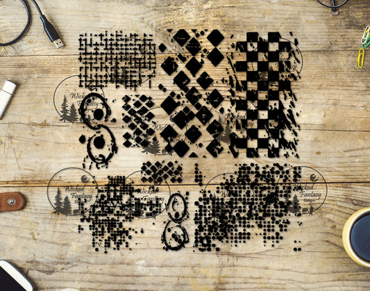 UVDTF Checkerboard and Swirls 20oz 30oz 10"x10" Custom Colors