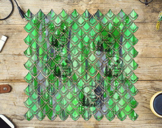 UVDTF Green Brushstrokes Dragon Scales 10"x10" Element