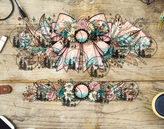 UVDTF Aztec Coral Bow and Florals 16oz 40oz Tumbler Wrap