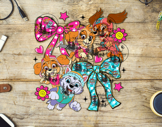 UVDTF Cartoon Dogs and Bows