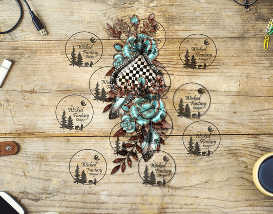 UVDTF Teal Spades Pen Wrap Bookmark Bundle