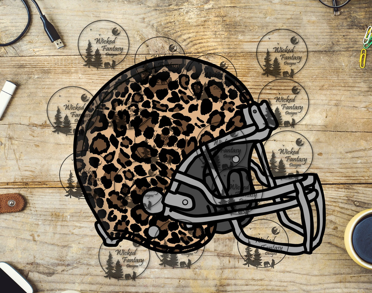UVDTF Leopard Print Football Helmet