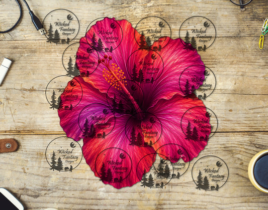 UVDTF Fuchsia Hibiscus Flower