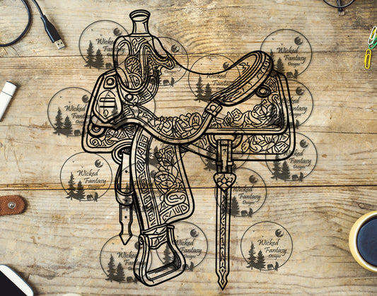 UVDTF Western Saddle Line Art
