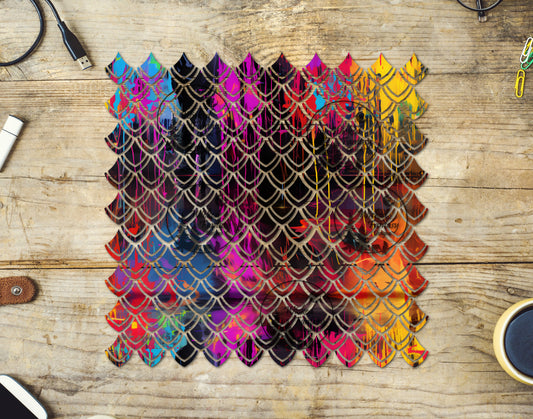 UVDTF Graffiti Paint Drips Dragon Scales 10"x10" Element