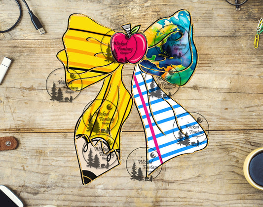 UVDTF Pencil and Paper Teachers Bow