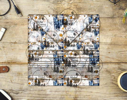 UVDTF Daisy Leopard Grunge 20oz 30oz 10"x10" Triangles and Striping Element Sheet