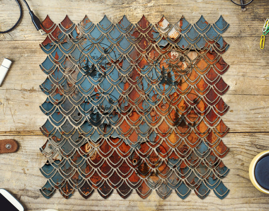 UVDTF Rusted Metal Paint Flakes Dragon Scales 10"x10" Element