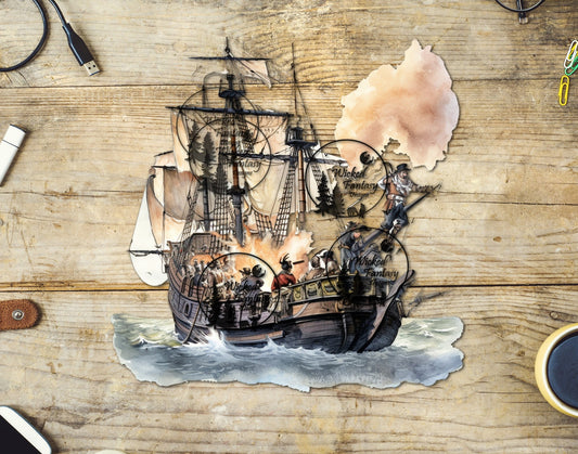 UVDTF Decal Sailing Ship During Battle
