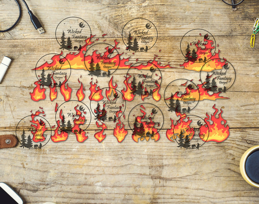 UVDTF Anime Illustrated Flames 7"x10" Decal Tumbler Elements