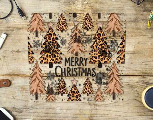 UVDTF Merry Christmas Leopard and Neutral Trees 20oz 30oz 10"x10" Element