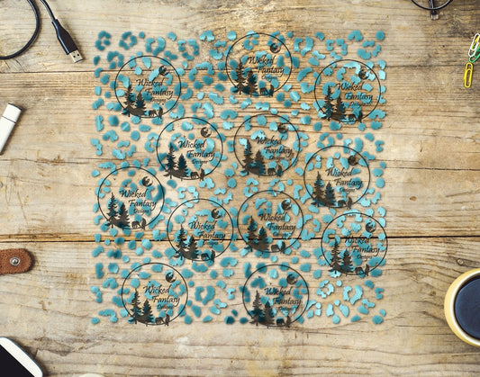 UVDTF Icy Blue Small Fuzzy Leopard Print 10"x10" Element Sheet