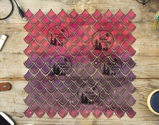 UVDTF Coral Ombre Dragon Scales 10"x10" Element