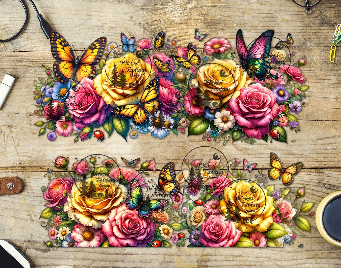 UVDTF Yellow Roses and Butterflies 20oz 30oz 10"x10"