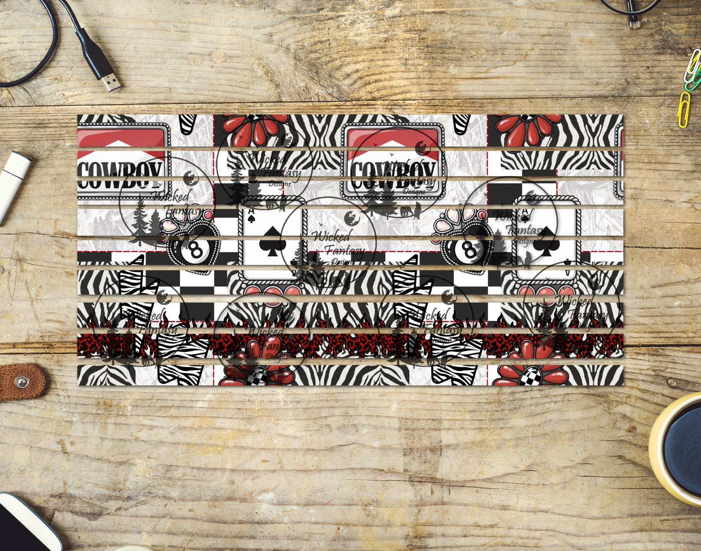 UVDTF Red Cowboy 6x12" Striping element