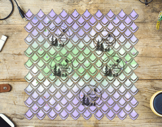 UVDTF Pastel Purple Green Dragon Scales 10"x10" Element