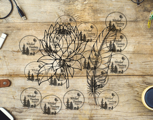 UVDTF Lotus Flower Line Art
