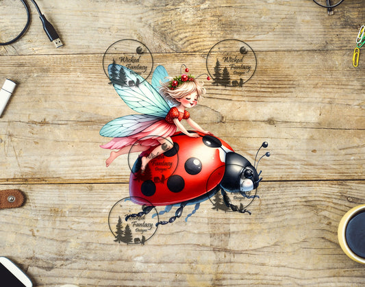 UVDTF Fairy Riding Lady Bug