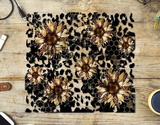 UVDTF Grungy Sunflowers and Leopard 20oz 30oz 10"x10" Element