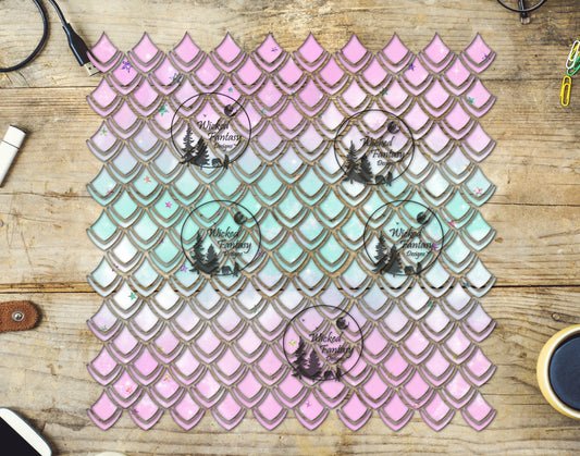 UVDTF Pastel Ombre Dragon Scales 10"x10" Element
