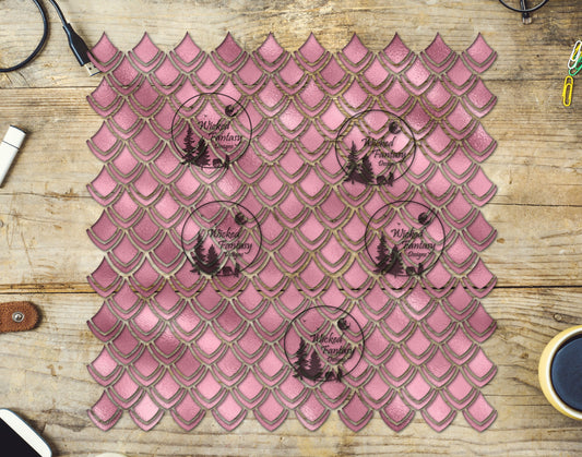 UVDTF Frosted Pink Dragon Scales 10"x10" Element