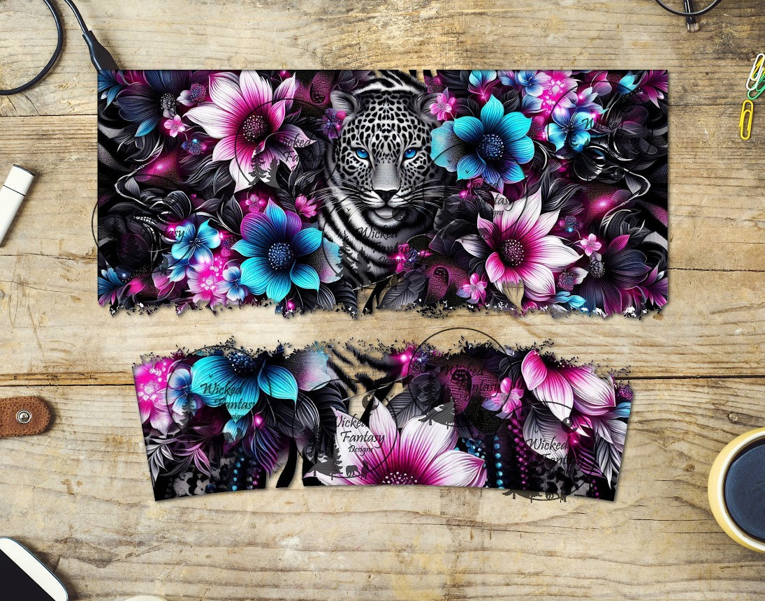 UVDTF Stripes and Leopard Floral 16oz 40oz Tumbler Wrap