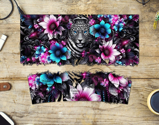 UVDTF Stripes and Leopard Floral 16oz 40oz Tumbler Wrap