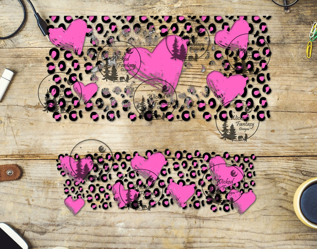 UVDTF Leopard Hearts 16oz 40oz Tumbler Wrap