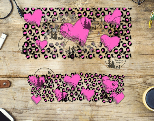 UVDTF Leopard Hearts 16oz 40oz Tumbler Wrap