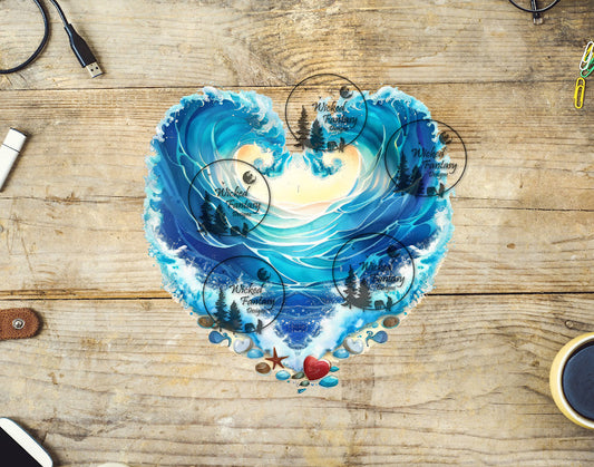 UVDTF Wave Heart with Seashells